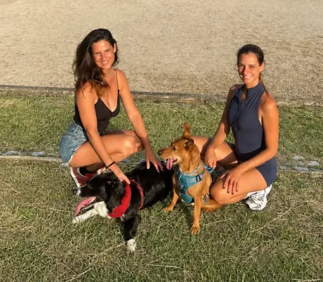 Elisa and Carolina with their pups